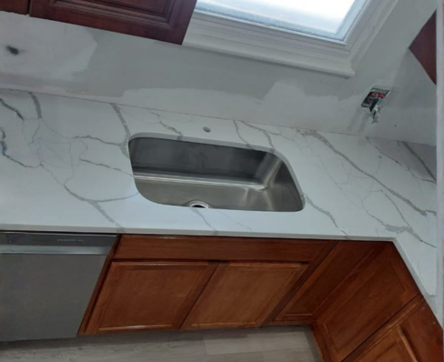 Taj Mahal Quartzite Full Kitchen View